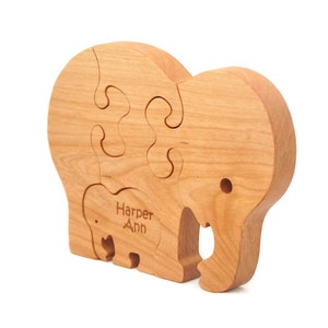 Wooden Puzzle Elephant Wooden Animal Puzzle Wooden Toy Montessori Toy image 2