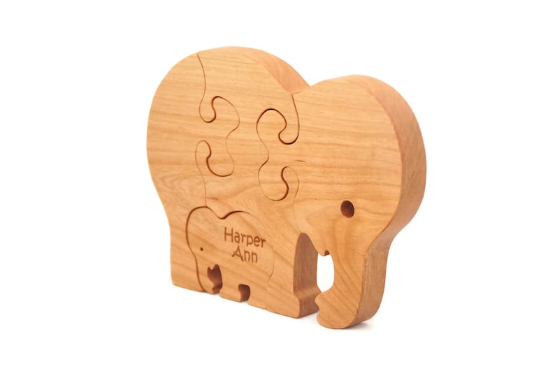 Wooden Puzzle Elephant Wooden Animal Puzzle Wooden Toy Montessori Toy image 2