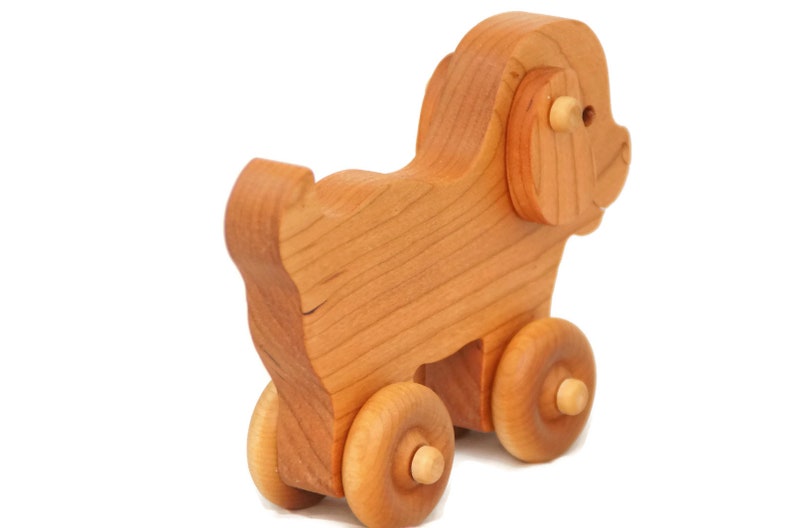 Wooden push toy puppy car custom personalized laser engraved name wood toy for birthday newborn nursery decor