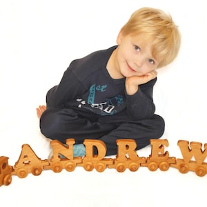 Wooden Letter Train Personalized Custom Wooden Toy Train for Boys and Girls