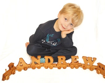 Wooden Letter Train Personalized Custom Wooden Toy Train for Boys and Girls