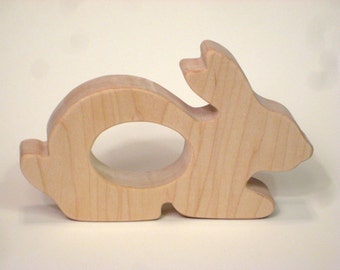 Wooden Easter Bunny Baby Teether Teething Toy