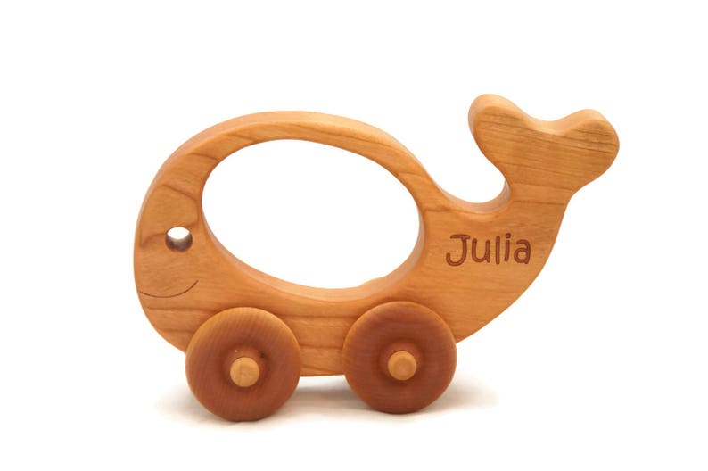 Wooden Toy Car, Personalized Toy Car, Wood Car, Toddler Toy Whale, Personalized Gift, Personalized Toy, Wooden Toy image 1
