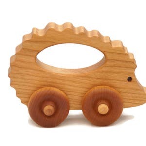 Wooden Toy Car Hedgehog Personalized Name Custom toy Baby Shower, Nursery Decor, Birthday Gift image 5