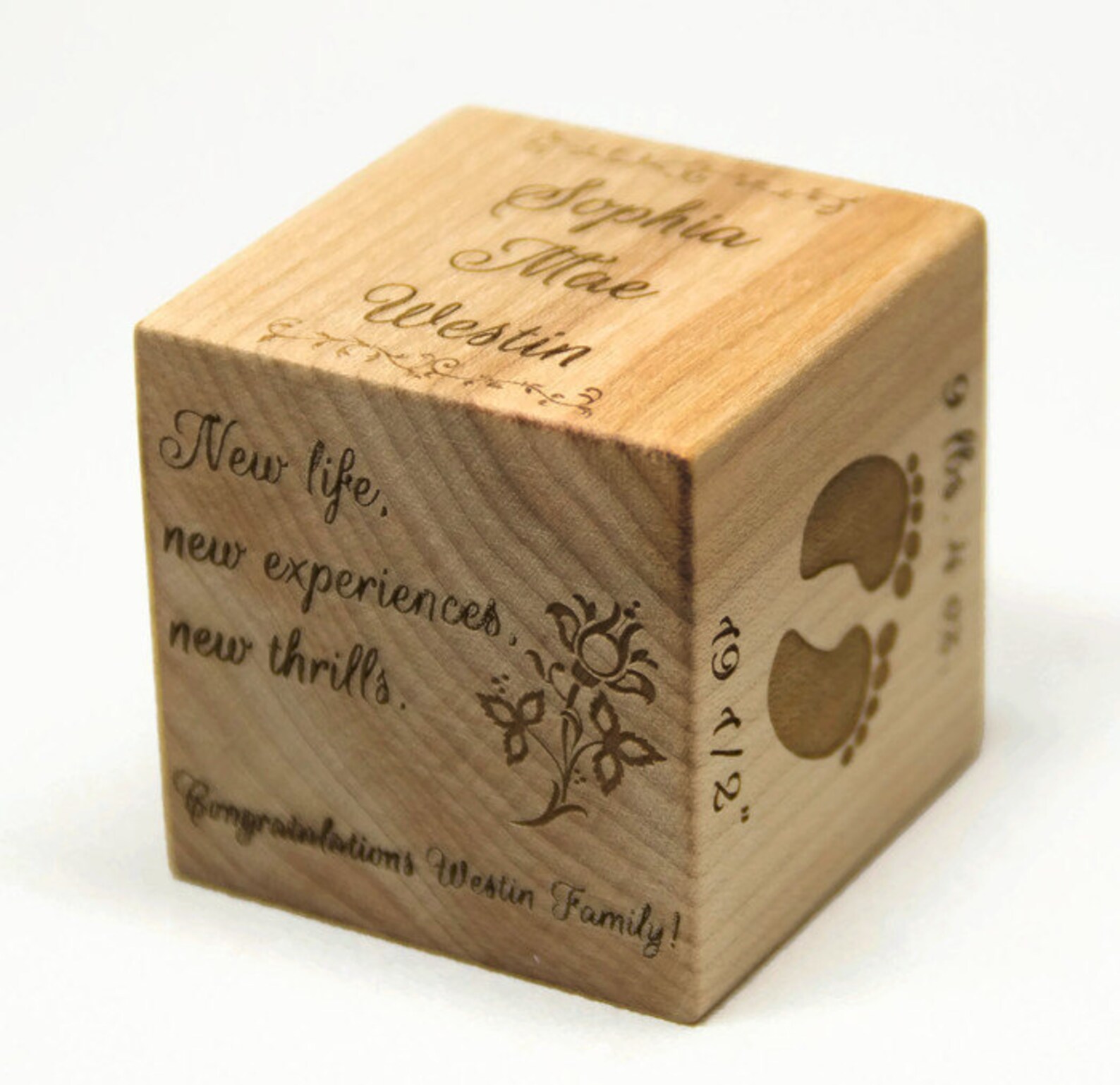 Wooden Baby Block Baptism Gift Baby Shower Personalized Etsy