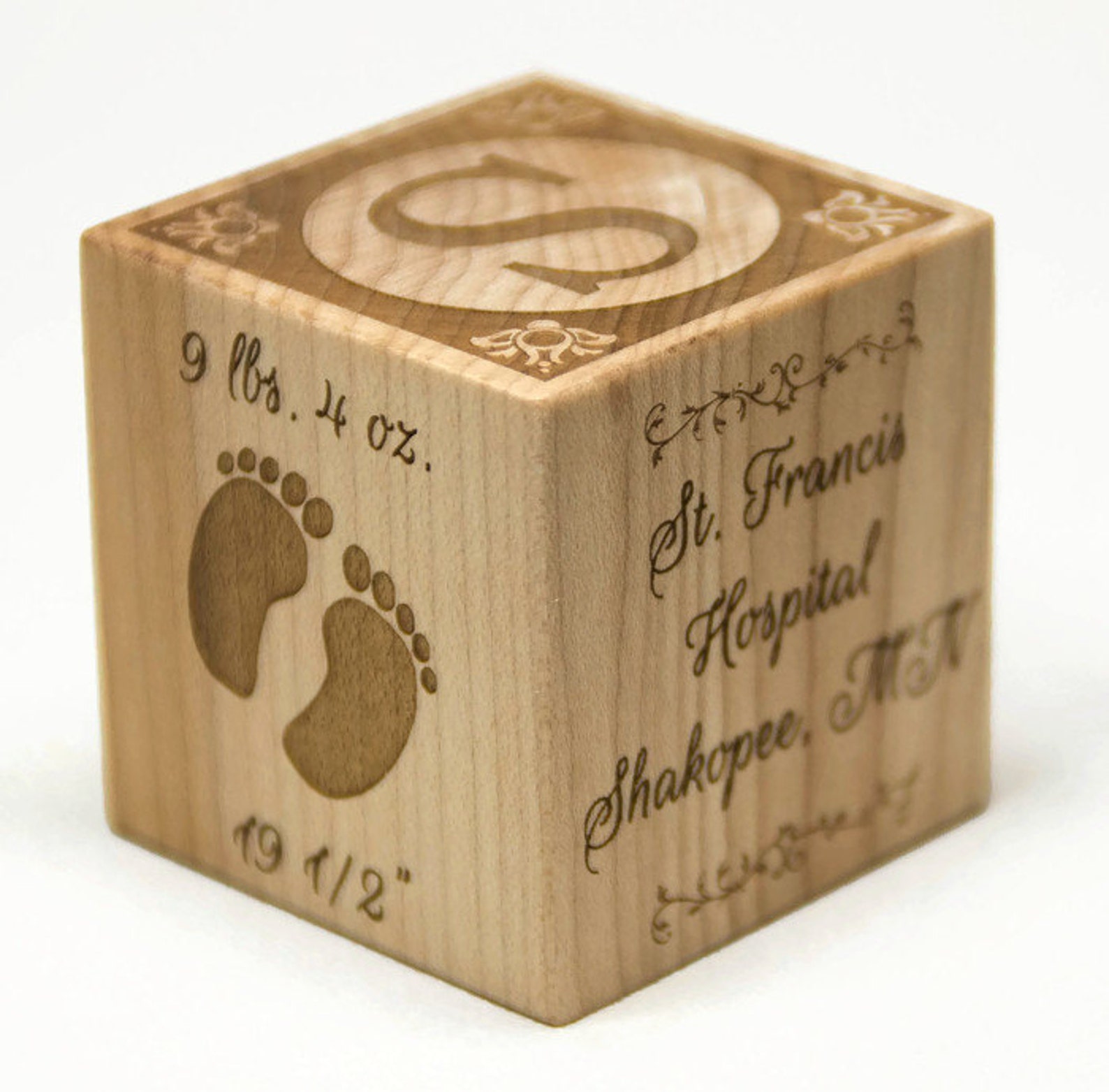Wooden Baby Block Baptism Gift Baby Shower Personalized Etsy