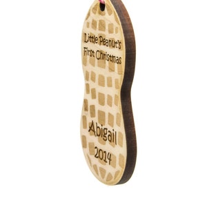 Baby's First Christmas Ornament Wooden Peanut Personalized Christmas Ornament zdjęcie 4