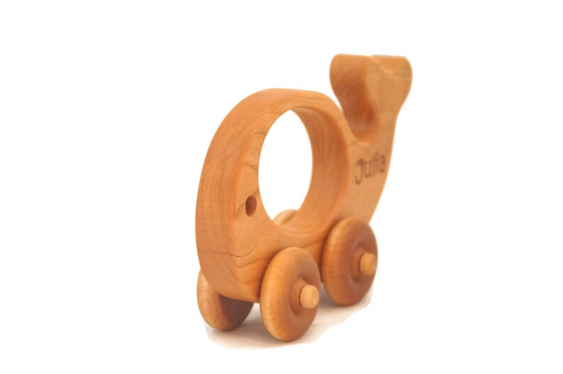 Personalized Toddler Toy Montessori Wooden Toy Car Whale Push Car