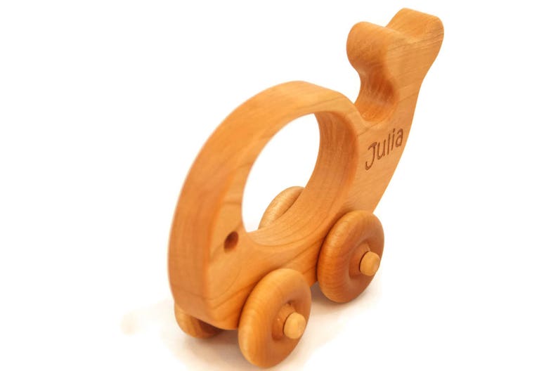 Personalized Toddler Toy Montessori Wooden Toy Car Whale Push Car