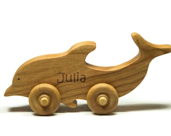 Wooden Toy Car Personalized Dolphin Animal Children Car Toy