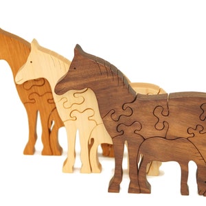 Wooden Toy Puzzle for Toddlers, Wooden Toy Horse Puzzle, Waldorf Toys Christmas gift for son, boys, and girls image 1