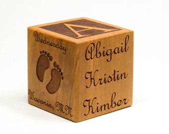 Personalized Wooden Baby Block, Personalize Gift for Nursery, Baby Room Decor, Newborn Gift, Custom Baby Block, Baptism Gift