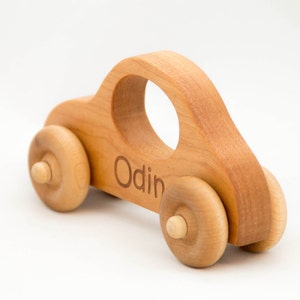 wooden toy car handmade personalized custom name laser engraved wood car