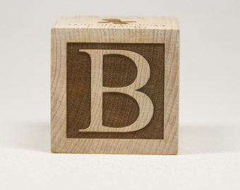 Personalized Wooden Baby Block Newborn Baptism Gift Custom Engraved