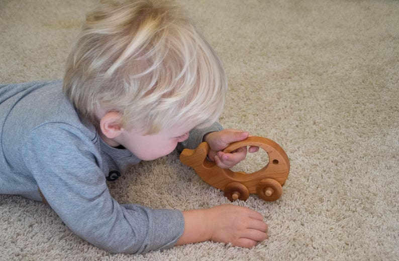 Personalized Toddler Toy Montessori Wooden Toy Car Whale Push Car