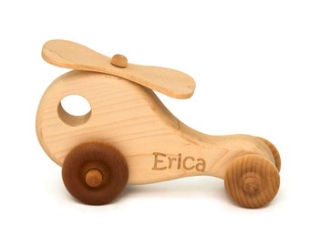 Wood Toy Helicopter - Personalized - Great for Baby Shower, Birthday, Nursery Decor