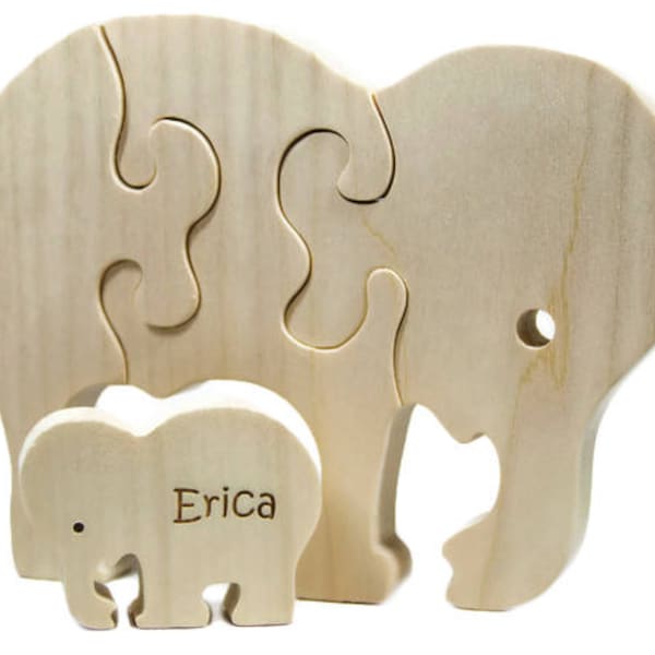 Wooden Elephant Puzzle Personalized Heirloom Gift for Boys and Girls