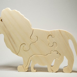 Wooden Puzzle Lion Wooden Animal Puzzle Wooden Toy Montessori Toy image 1