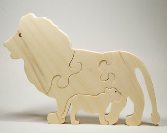 Wooden Puzzle - Lion - Wooden Animal Puzzle - Wooden Toy - Montessori Toy