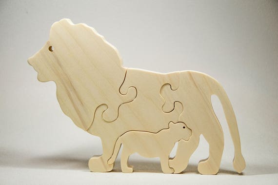 Wooden Puzzle Lion Wooden Animal Puzzle Wooden Toy Montessori Toy 