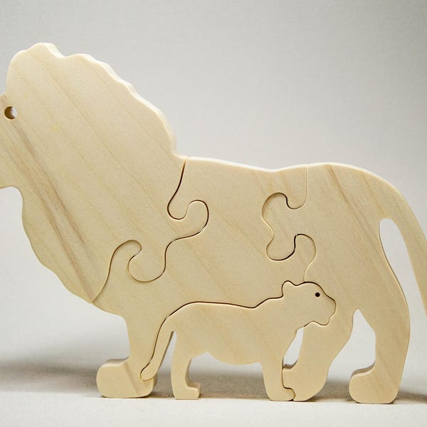 Wooden Puzzle - Lion - Wooden Animal Puzzle - Wooden Toy - Montessori Toy