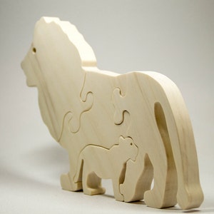 Wooden Puzzle Lion Wooden Animal Puzzle Wooden Toy Montessori Toy image 2