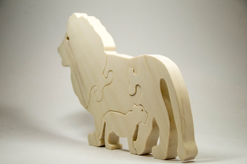 Wooden Puzzle Lion Wooden Animal Puzzle Wooden Toy Montessori Toy image 2