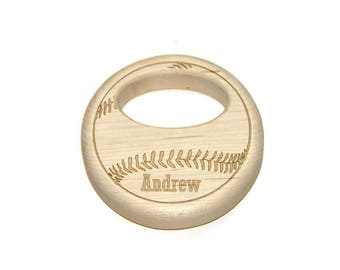 Personalized Baseball Wood Rattle: Maple Wooden Baby Toy