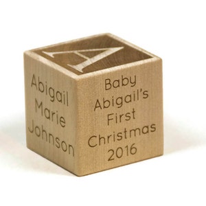 Baby First Christmas Gift, Personalized Wooden Baby Block, First Christmas, Baby Gift, Christmas Gift image 1