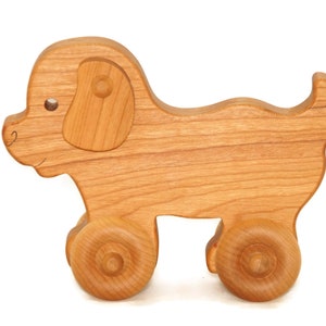 Wooden push toy puppy car custom personalized laser engraved name wood toy for birthday newborn nursery decor