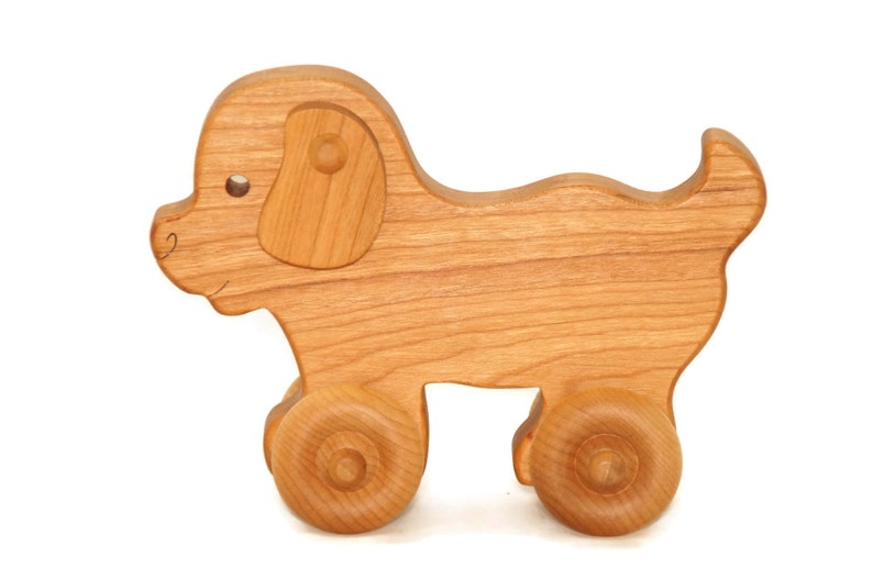 Wooden push toy puppy car custom personalized laser engraved name wood toy for birthday newborn nursery decor