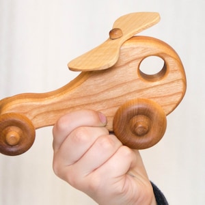 Wooden Toy Helicopter, Personalized Gift Toy Car, Handmade Baby Gift, Ring Bearer Gift, Baby Shower, Birthday, Nursery Decor image 1