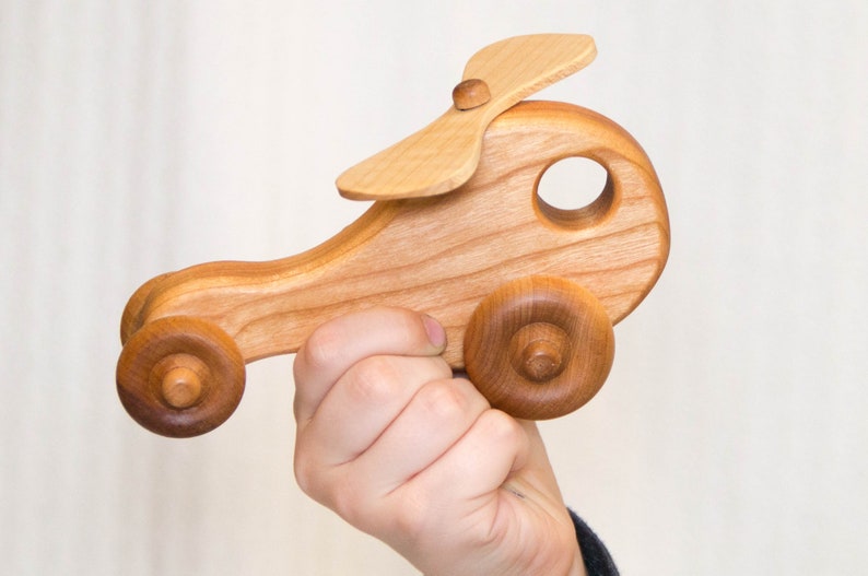 Wooden Toy Helicopter, Personalized Gift Toy Car, Handmade Baby Gift, Ring Bearer Gift, Baby Shower, Birthday, Nursery Decor image 1