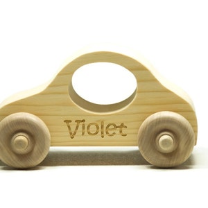 Personalized Wooden Toy Car: Pine & Maple Push Toy