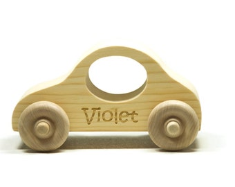 Personalized Wooden Toy Car: Pine & Maple Push Toy