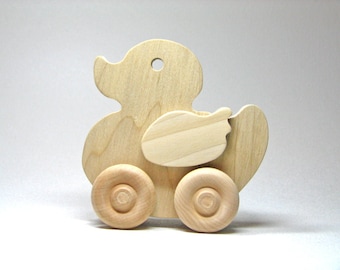 Wood Toy Duck Natural Unfinished Safe and Organic