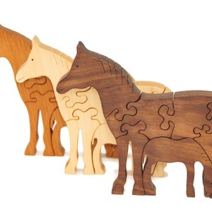 Wooden Toy Puzzle for Toddlers, Wooden Toy Horse Puzzle, Waldorf Toys Christmas gift for son, boys, and girls image 6