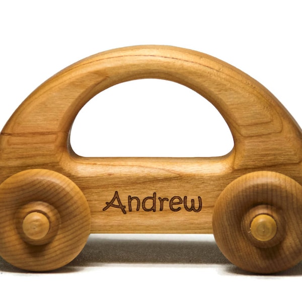 Personalized Wooden Toy Car for Toddlers, Montessori Waldorf Toy Car - First Birthday Gift Baby Shower Gift