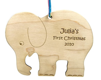 Baby First Christmas Ornament - Elephant - Personalized Christmas Gift