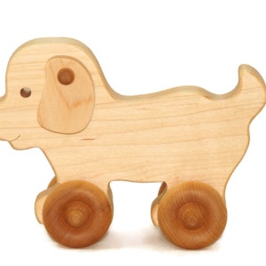 Wooden push toy puppy car custom personalized laser engraved name wood toy for birthday newborn nursery decor