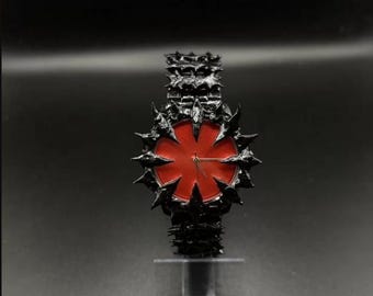 Custom Casio “Inferno Spikes” — Handmade Black Spiked Watch with Red Dial