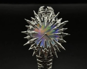 Y2K Gothic Metal Watch, Futuristic Spike Opium Style Timepiece