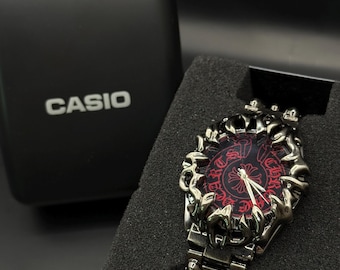 Y2K Gothic Metal Watch, Futuristic Spike Opium Style Timepiece