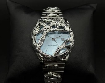 Custom Casio “Molten Silver Shell” – Custom watch with an organic metal case Handmade