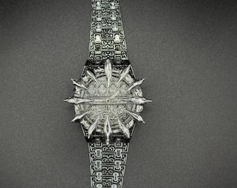【custom watch】spike digital watch opium Y2K Gothic Metal Watch, Futuristic Spike Opium Style Timepiece