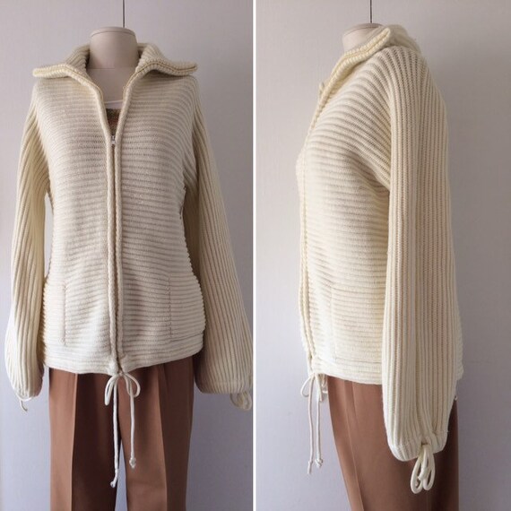 Cream Oversized Cardigan // Zip Up Sweater