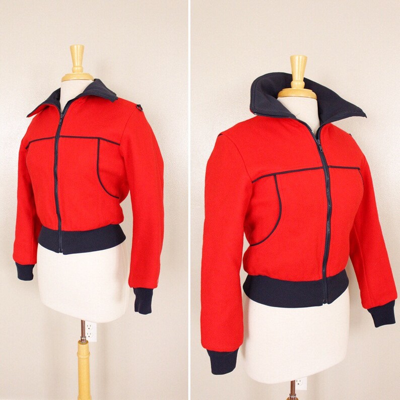 red cropped bubble coat