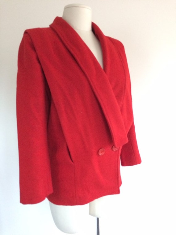 Red Wool Shawl Collar Coat