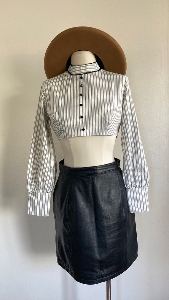 Vintage Striped Cropped Cotton Jacket Top