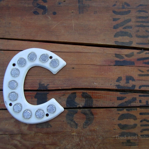 Letter C Metal Highway Sign Vintage 4.75 Inches Tall